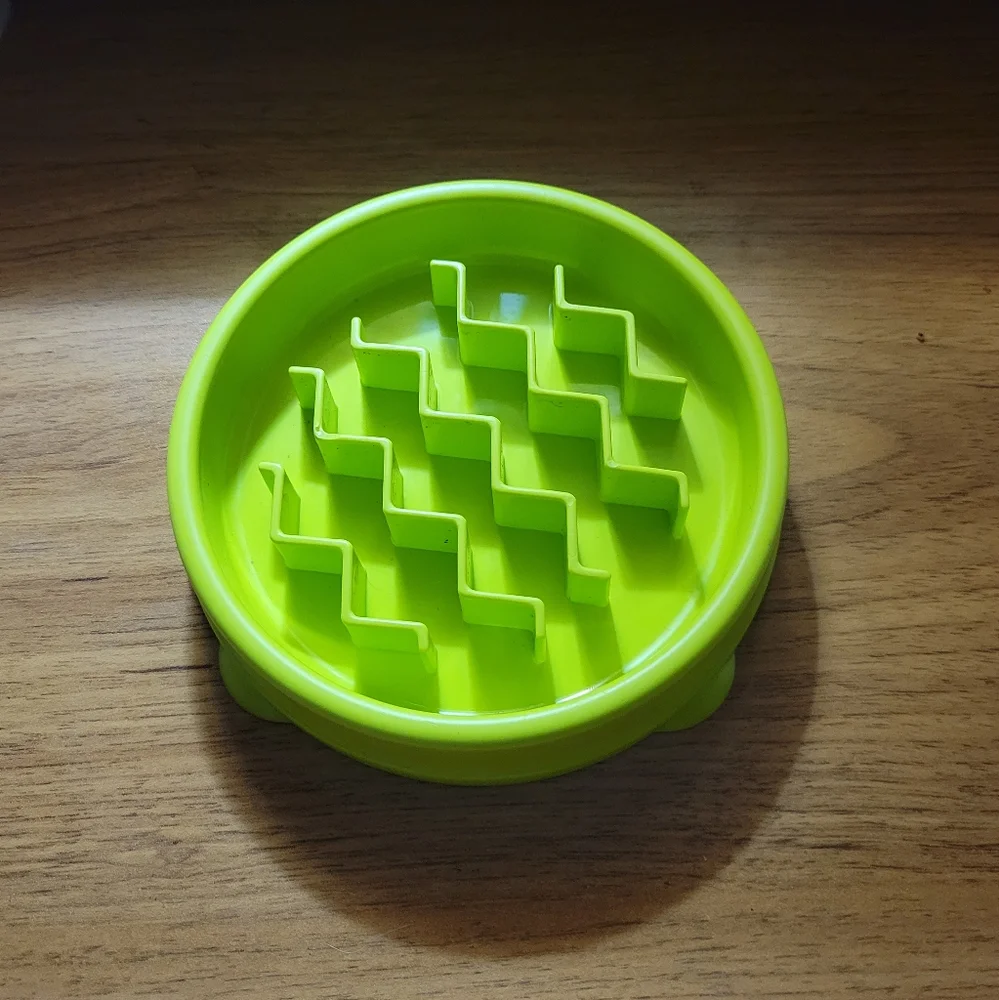 Slow feeder bowl for small cats in green